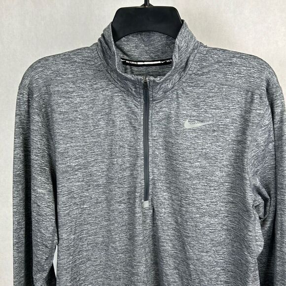 Nike Running 1/2 Zip Pullover Womens Fitted Sz Medium Gray Thumb Holes Half Zip - Picture 2 of 10